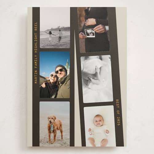 This is a vintage holiday photo cards with standard by Michelle Buckner called highlight reel printing on signature in grand
