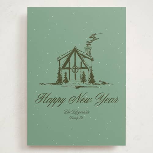This is a pine holiday photo cards with standard by Jen Ramsey called christmas cabin printing on signature in grand