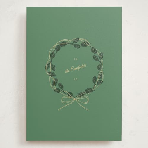 This is a pine holiday photo cards with standard by Jen Ramsey called holiday pinecones printing on signature in grand