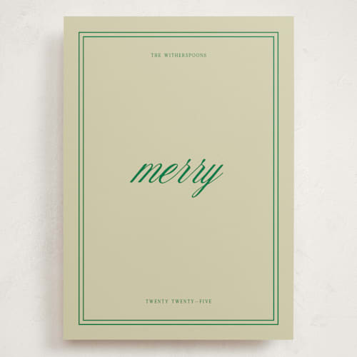 This is a emerald holiday photo cards with standard by Jen Ramsey called merry merry printing on signature in grand