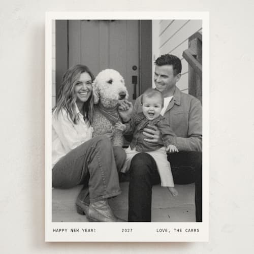 This is a snow holiday photo cards with standard by Lindsay Megahed called momento printing on signature in grand