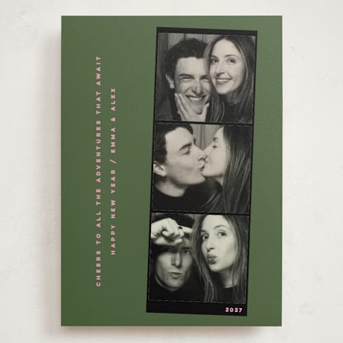 This is a olive holiday photo cards with standard by Kristie Kern called snaps printing on signature in grand