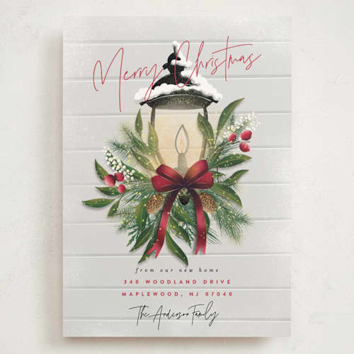 This is a poinsettia holiday photo cards with standard by Ana Sharpe called brightest wishes printing on signature in grand