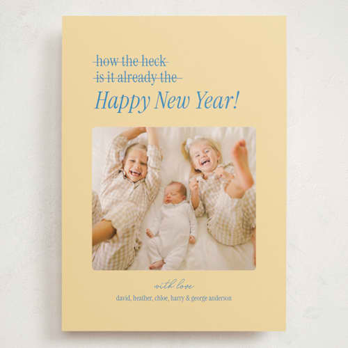 This is a sunshine holiday photo cards with standard by Mellary Bitner called time flies printing on signature in grand