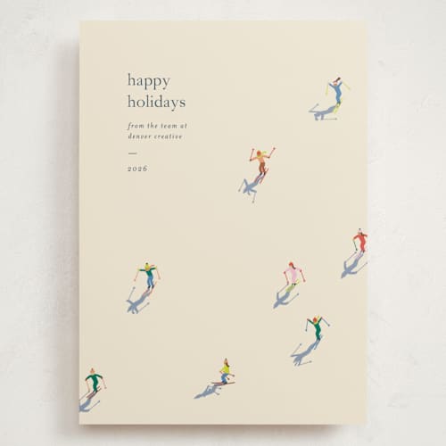 This is a cream holiday photo cards with standard by Ellen Schlegelmilch called slope printing on signature in grand