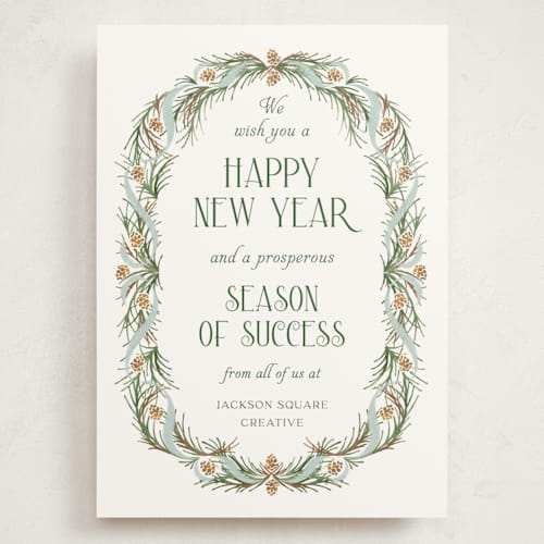 This is a frost holiday photo cards with standard by Paper Sun Studio called pine border printing on signature in grand