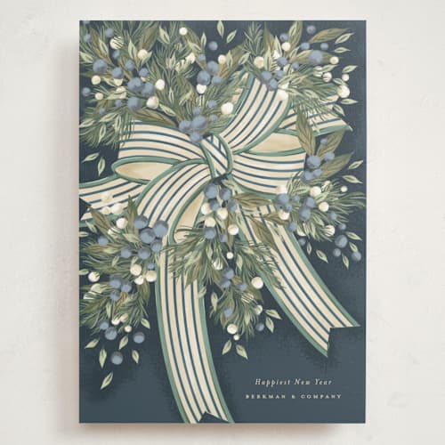 This is a frost holiday photo cards with standard by Jackie Crawford called ribbon bouquet printing on signature in grand