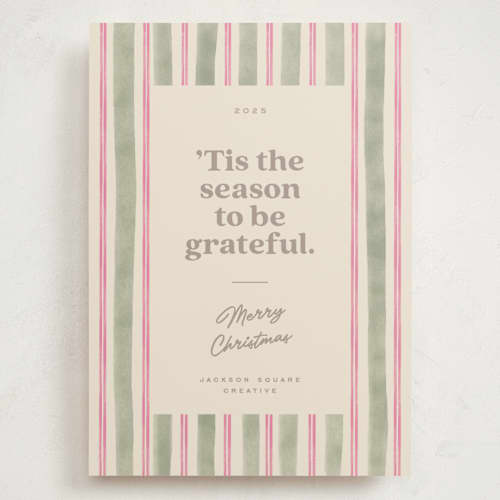 This is a winter rose holiday photo cards with standard by Creo Study called preppy gratitude printing on signature in grand