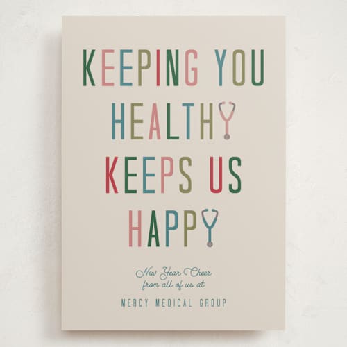 This is a cheerful holiday photo cards with standard by Deborah Chou called healthy and happy printing on signature in grand
