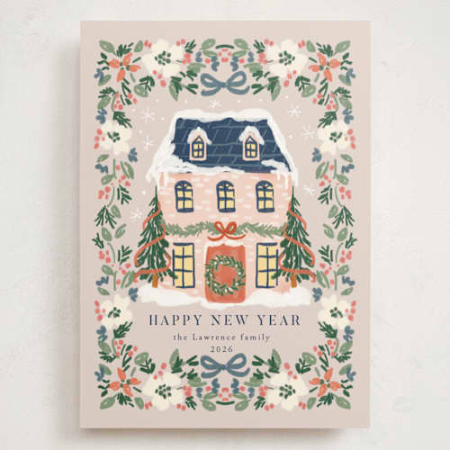 This is a winter rose holiday photo cards with standard by Petra Kern called little housey printing on signature in grand