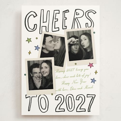 This is a charcoal holiday photo cards with standard by Ashlee Townsend called scrap cheers printing on signature in grand