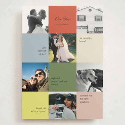 This is a festive holiday photo cards with standard by Kelly Watkins called our year printing on signature in grand