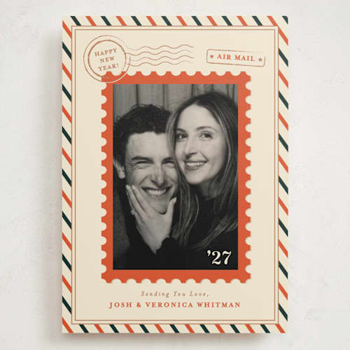 This is a cider holiday photo cards with standard by THE SOCIAL TYPE WHOLESALE called stamped new year printing on signature in grand