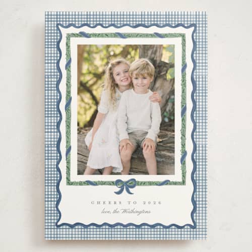 This is a blue jay holiday photo cards with standard by Creo Study called christmas maximalism printing on signature in grand