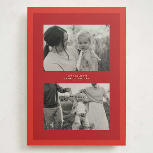 This is a poinsettia holiday photo cards with standard by Ekko Studio called modern mat printing on signature in grand