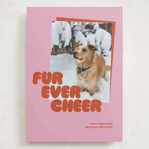 This is a berry holiday photo cards with standard by Inkblot Design called furever printing on signature in grand