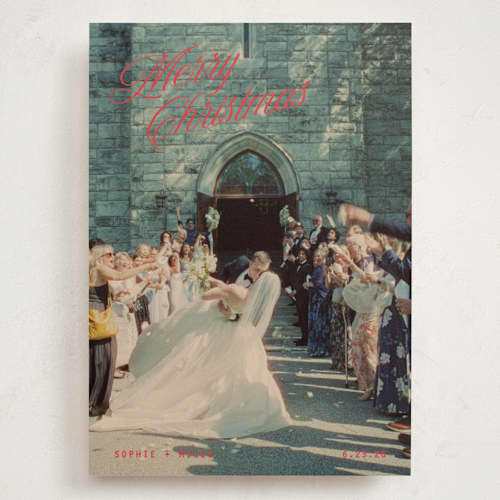 This is a peppermint holiday photo cards with standard by Kristie Kern called pomeroy printing on signature in grand