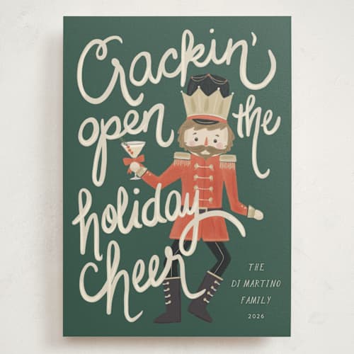 This is a evergreen holiday photo cards with standard by Kristen Juckiewicz called crackin' cheer printing on signature in grand