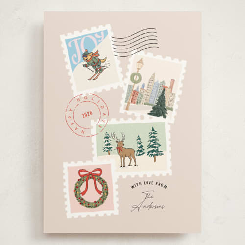 This is a cherry holiday photo cards with standard by Elly called postal printing on signature in grand