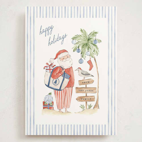 This is a lighthouse holiday photo cards with standard by Sarah Knight called coastal delivery printing on signature in grand