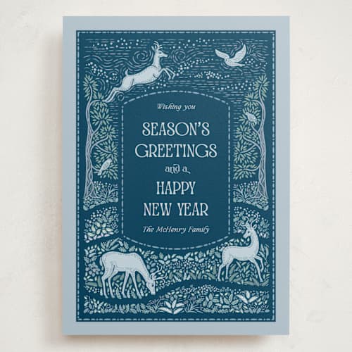 This is a evening holiday photo cards with standard by Paper Sun Studio called frosty forest printing on signature in grand
