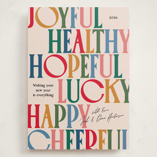 This is a gumdrop holiday photo cards with standard by Owl and Toad called colorful characters printing on signature in grand