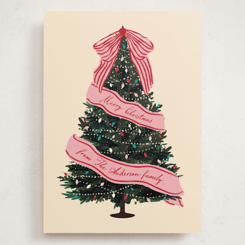 This is a rose holiday photo cards with standard by Jennifer Lew called sash printing on signature in grand