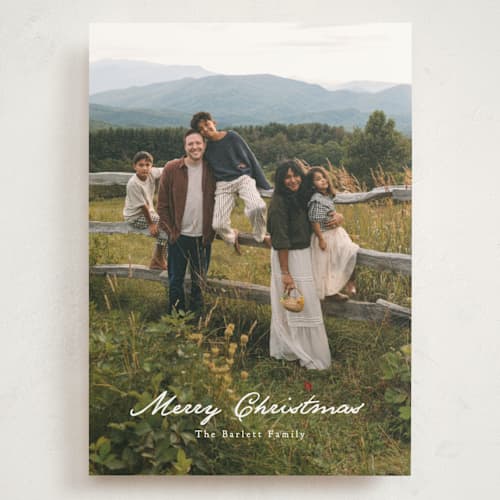 This is a snowfall holiday photo cards with standard by Erin L. Wilson called expanse printing on signature in grand