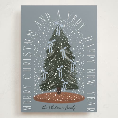 This is a sky holiday photo cards with standard by Maja Cunningham called snowglobe printing on signature in grand