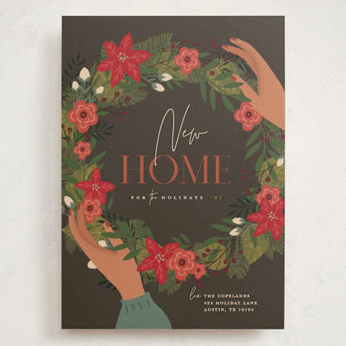 This is a ash holiday photo cards with standard by Susan Zinader called welcome wreath printing on signature in grand