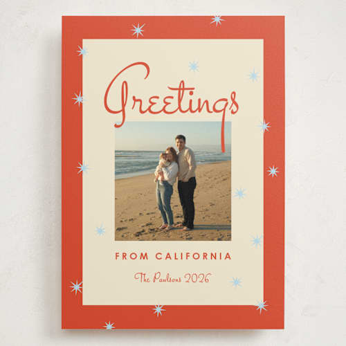 This is a fire holiday photo cards with standard by Inkblot Design called vintage vacay printing on signature in grand
