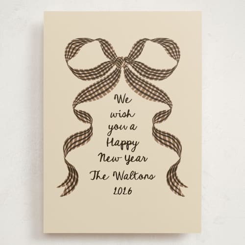 This is a spice holiday photo cards with standard by Leah Bisch called gingham ribbon printing on signature in grand