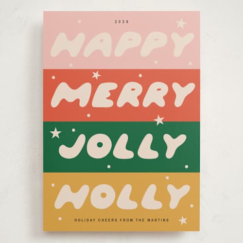 This is a retro holiday photo cards with standard by Ani Somi called cheerful greetings printing on signature in grand