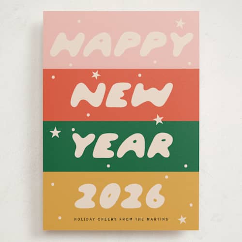 This is a retro holiday photo cards with standard by Ani Somi called cheerful greetings printing on signature in grand