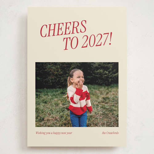 This is a candy cane holiday photo cards with standard by Angela Garrick called santa's coming printing on signature in grand