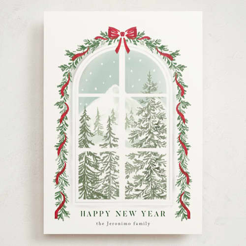 This is a pine holiday photo cards with standard by Petra Kern called the glimpse printing on signature in grand
