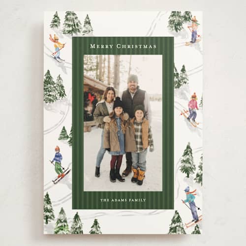 This is a forest holiday photo cards with standard by Celine Nguyen called snowy family printing on signature in grand
