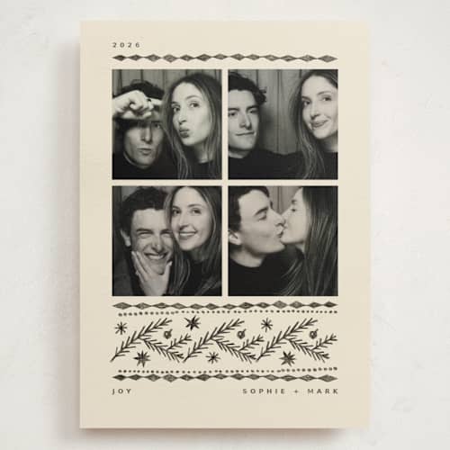 This is a vanilla holiday photo cards with standard by Anastasia Makarova called pencil sketch booth printing on signature in grand