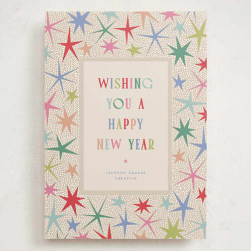This is a fruitcake holiday photo cards with standard by Pixel and Hank called new year star frame printing on signature in grand