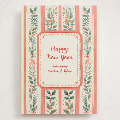This is a cherry holiday photo cards with standard by Elly called festive stripes printing on signature in grand