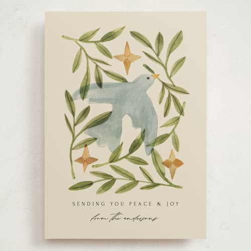 This is a cream holiday photo cards with standard by Amy Kross called finding the light printing on signature in grand