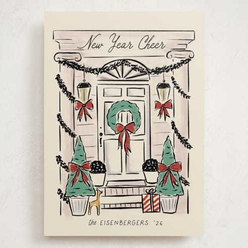 This is a champagne holiday photo cards with standard by chocomocacino called panettone printing on signature in grand