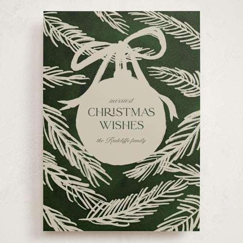 This is a pine needle holiday photo cards with standard by Ashton Womack called christmas wishes printing on signature in grand