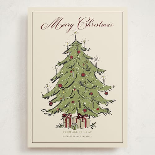 This is a lime holiday photo cards with standard by Cass Loh called nostalgic tree printing on signature in grand