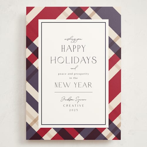 This is a marine holiday photo cards with standard by Chris Griffith called plaid suit holiday printing on signature in grand