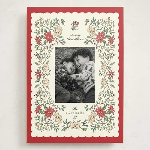 This is a holly holiday photo cards with standard by Grae called holiday botanicals printing on signature in grand
