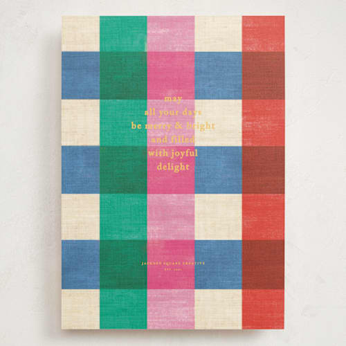 This is a candy holiday photo cards with standard by Baumbirdy called playful plaid printing on signature in grand