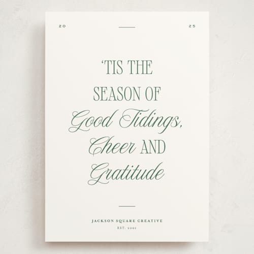 This is a wreath holiday photo cards with standard by Blustery August called good tidings printing on signature in grand