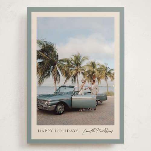 This is a pool holiday photo cards with standard by Chris Griffith called holiday band printing on signature in grand