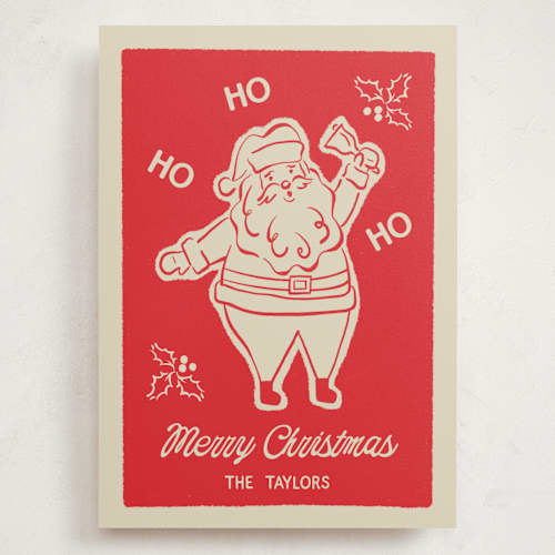 This is a santa holiday photo cards with standard by Angela Garrick called santa outline printing on signature in grand
